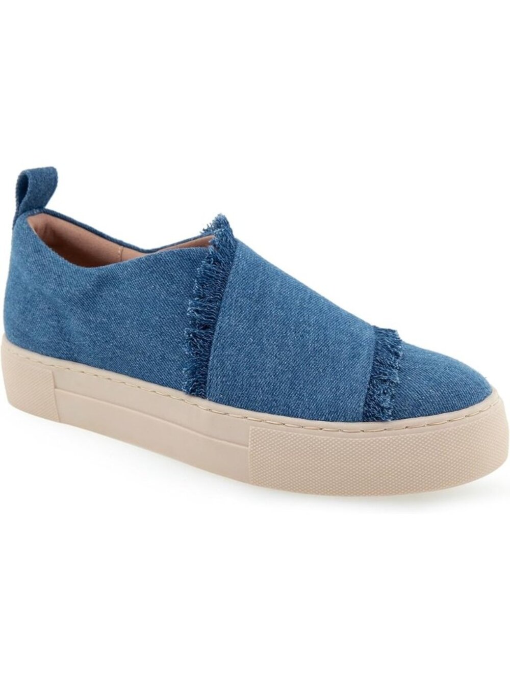 Aerosoles Womens Brighton Denim Blue Jean Fringe Slip On Sneakers Shoes Size 8